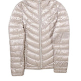 CALVIN KLEIN Womens Beige Lightweight Puffer Nylon Jacket XS Hooded Zip