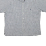 RALPH LAUREN Mens Blue & White Check Short Sleeve Shirt L Casual Classic
