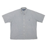 RALPH LAUREN Mens Blue & White Check Short Sleeve Shirt L Casual Classic