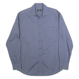 BOSS HUGO BOSS Mens Blue Plain Shirt M Cotton Long Sleeve Button Collar Regular