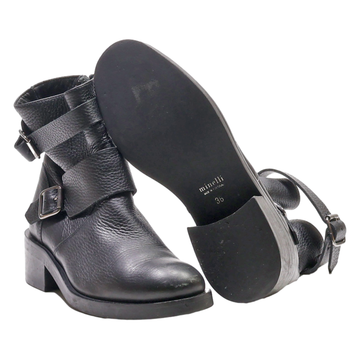 MINELLI Ankle Boots Black Leather Womens UK 3 Cerqular