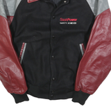 MID-WEST SPORTSWEAR Mens Black & Burgundy Colourblock Wool Button Jacket L Wool