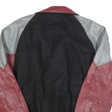 MID-WEST SPORTSWEAR Mens Black & Burgundy Colourblock Wool Button Jacket L Wool