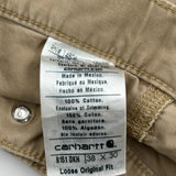 Carhartt Double Knee Carpenter Trousers - 38W 30L Khaki Cotton