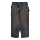Carhartt Double Knee Carpenter Pants - 35W 30L Gray Cotton