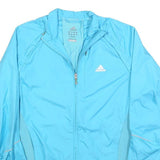 ADIDAS Womens Blue Lightweight Zip Jacket UK 14 Polyester Blend Athletic Outdoor