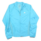 ADIDAS Womens Blue Lightweight Zip Jacket UK 14 Polyester Blend Athletic Outdoor