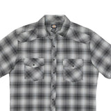 DICKIES Mens Grey Check Shirt M Cotton Blend Short Sleeve Button Shirt