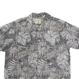 REDHEAD Mens Black & Grey Leaf Print Cotton Shirt L Summer Casual