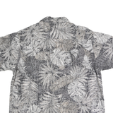 REDHEAD Mens Black & Grey Leaf Print Cotton Shirt L Summer Casual