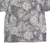 REDHEAD Mens Black & Grey Leaf Print Cotton Shirt L Summer Casual