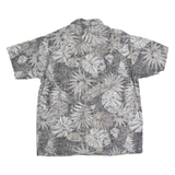 REDHEAD Mens Black & Grey Leaf Print Cotton Shirt L Summer Casual