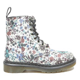 DR MARTENS Floral Print Womens Lace-Up Boots Synthetic UK 4 Durable Comfortable