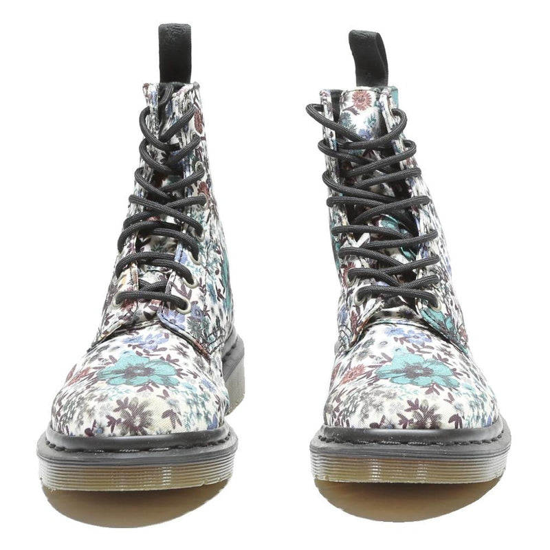 DR MARTENS Floral Print Womens Lace-Up Boots Synthetic UK 4 Durable Comfortable