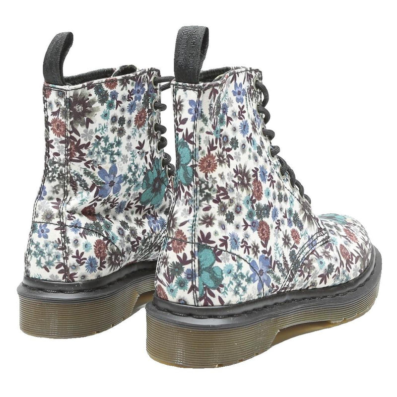 DR MARTENS Floral Print Womens Lace-Up Boots Synthetic UK 4 Durable Comfortable
