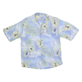 S&D BAHAMAS Mens Blue & Green Floral Cotton Blend Hawaiian Shirt M Casual Summer