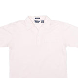MANHATTAN Mens White Cotton Blend Short Sleeve Polo Shirt L Pocket Plain Casual
