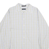 NAUTICA Mens White & Light Blue Check Shirt 2XL Cotton Long Sleeve Casual Formal