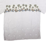 ISLAND SHORES Mens White Rayon XL Shirt Tropical Palm Tree Print Casual Summer