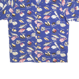 RON BEE FASHION Mens Blue Sushi Print Shirt S Cotton Casual Summer Button Shirt