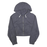 Womens Blue Hooded Jacket S Cotton Casual Zip-Up Plain Light Outerwear