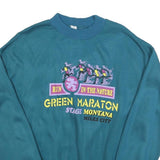 Womens Blue Sweatshirt Run In The Nature Green Maraton Crew Neck M Retro Graphic