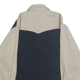 EXPRESS RIDER Mens Beige & Navy Blue Cotton Shirt L Long Sleeve Button Front