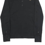 RALPH LAUREN Mens Black Long Sleeve Plain Polo Shirt L Cotton Classic Fit