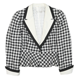 Womens Black & White Check Button Jacket M Polyester Blend Peplum Long Sleeve