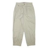 LEE Mens Relaxed Beige Cotton Blend Zip Trousers W30 L27 Casual Pleated Waist