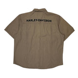Motorcycles Harley Davidson Spellout Short Sleeve Shirt - 2XL Brown Cotton