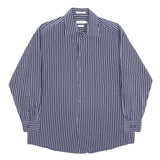 CALVIN KLEIN Mens Blue & White Striped Shirt XL Smart Casual Cotton Button