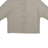 ZARA Womens Beige Printed Top Short Sleeve Round Neck XS Button Back Crop