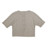 ZARA Womens Beige Printed Top Short Sleeve Round Neck XS Button Back Crop