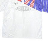 REEBOK Mens White & Red & Blue Short Sleeve Graphic 2XL Polyester Polo Shirt