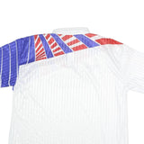 REEBOK Mens White & Red & Blue Short Sleeve Graphic 2XL Polyester Polo Shirt