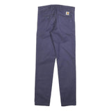 CARHARTT Mens Cotton Blend Navy Slim Trousers W27 L30 Casual Zip Fastening