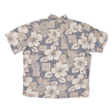 BISHOPS Mens Blue & Cream Hawaiian Shirt M Cotton Blend Summer Casual