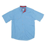 WRANGLER Mens Blue Short Sleeve Shirt M Cotton Casual Summer Button Front