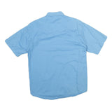 WRANGLER Mens Blue Short Sleeve Shirt M Cotton Casual Summer Button Front