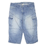 Mens Blue Denim Cargo Shorts XL W40 Cotton Blend Casual Summer Wear