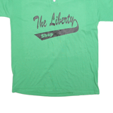 RUSSELL ATHLETIC Mens Green Graphic T-Shirt M Short Sleeve Crew Neck Button