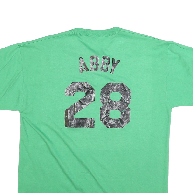 RUSSELL ATHLETIC Mens Green Graphic T-Shirt M Short Sleeve Crew Neck Button