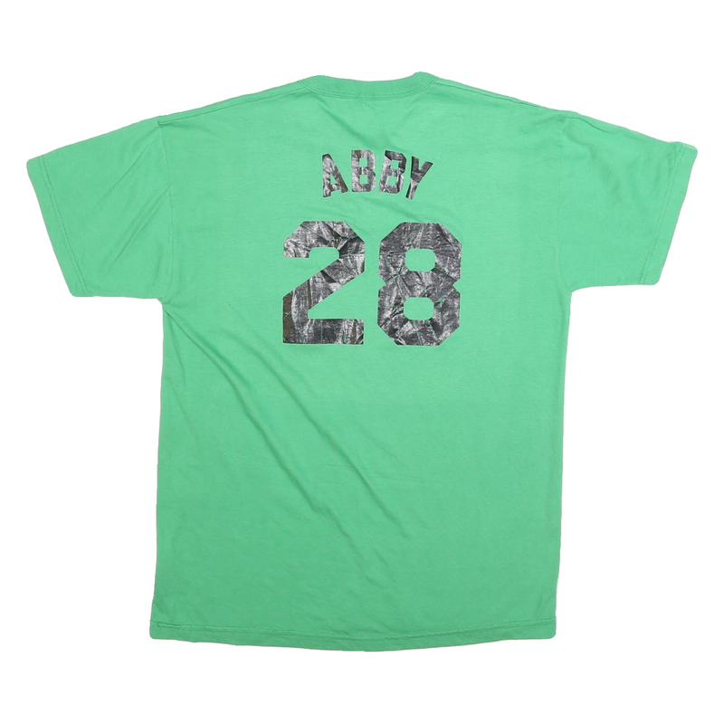 RUSSELL ATHLETIC Mens Green Graphic T-Shirt M Short Sleeve Crew Neck Button