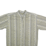 MOLLO Mens Beige Pattern Shirt L Button Front Casual Cotton Summer Wear