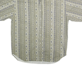 MOLLO Mens Beige Pattern Shirt L Button Front Casual Cotton Summer Wear