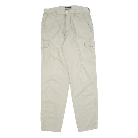 GSWD Mens Relaxed Beige Cargo Cotton Blend Trousers W32 L34 Casual Utility