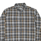 DULUTH Mens Grey & Brown Checked Cotton Blend Shirt L Button Down Casual Long