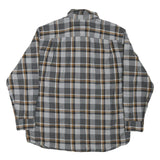 DULUTH Mens Grey & Brown Checked Cotton Blend Shirt L Button Down Casual Long