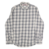 TOMMY HILFIGER Mens Grey & Cream Check Shirt L Cotton Long Sleeve Casual Fashion